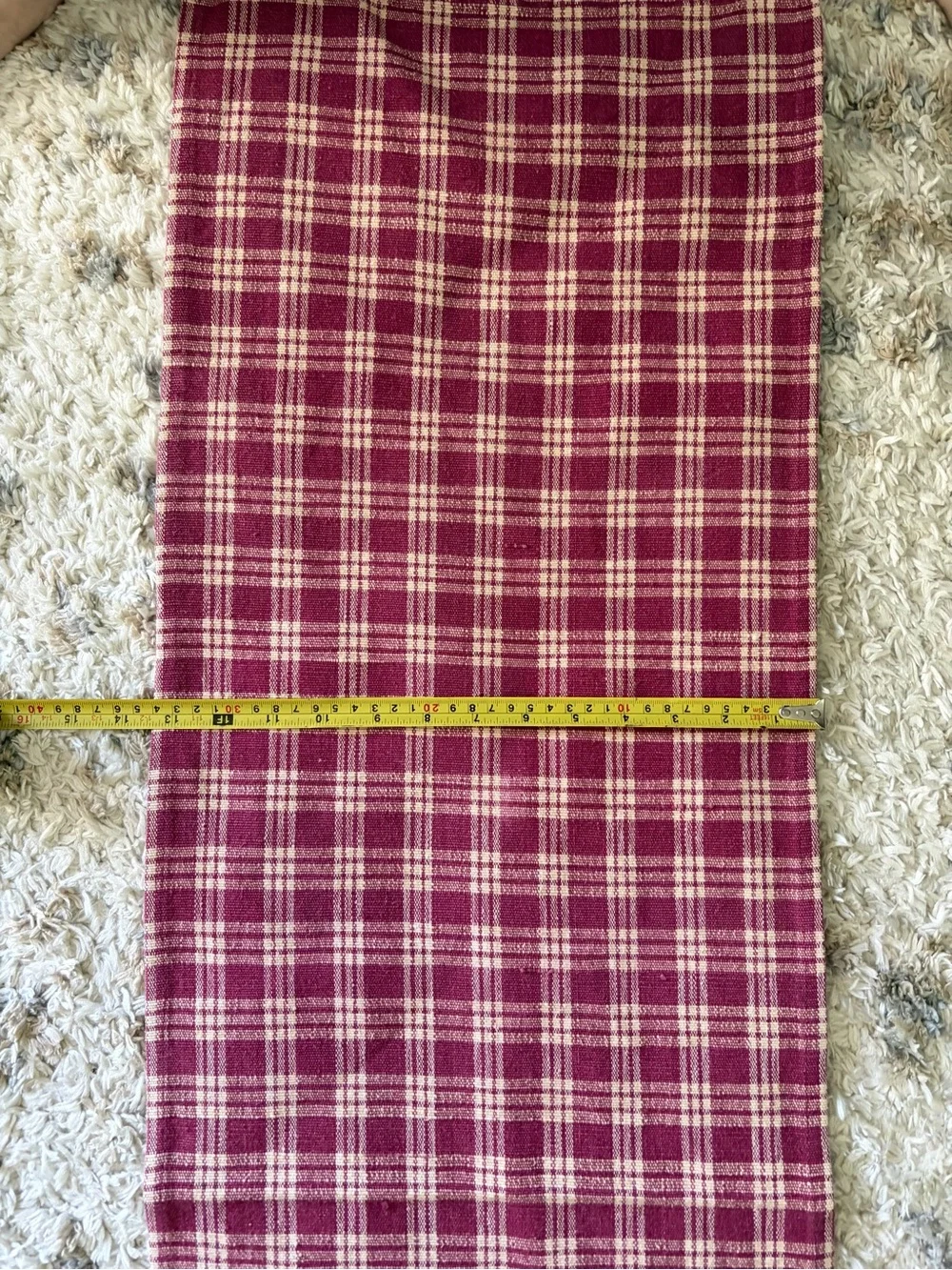 Plaid Red and Cream Table Runner Scarf